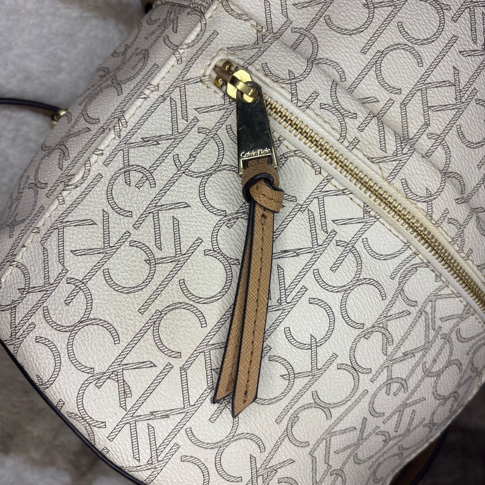 Calvin Klein Beige Monogram Backpack - Picture 3 of 7